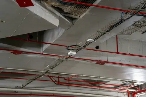 Commercial ceiling ducts and sprinkler lines